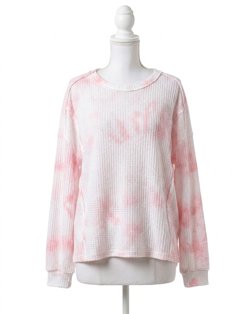NEW POL mojito thermal knit top in pink multi